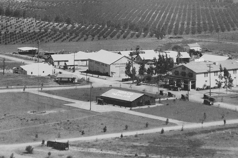 Aerial view of Old Hamner, the Norco Pavilion, and the North Corona Land Co.